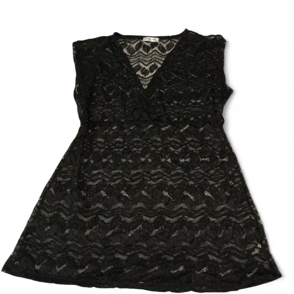 HOTOUCH Black Lace V Neck Sleeveless Swim Cover Up‎ Dress XS
